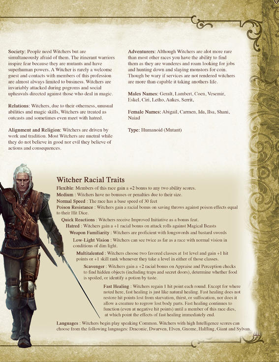 Creating A Witcher Hexen In Pathfinder Forums Cd Projekt Red